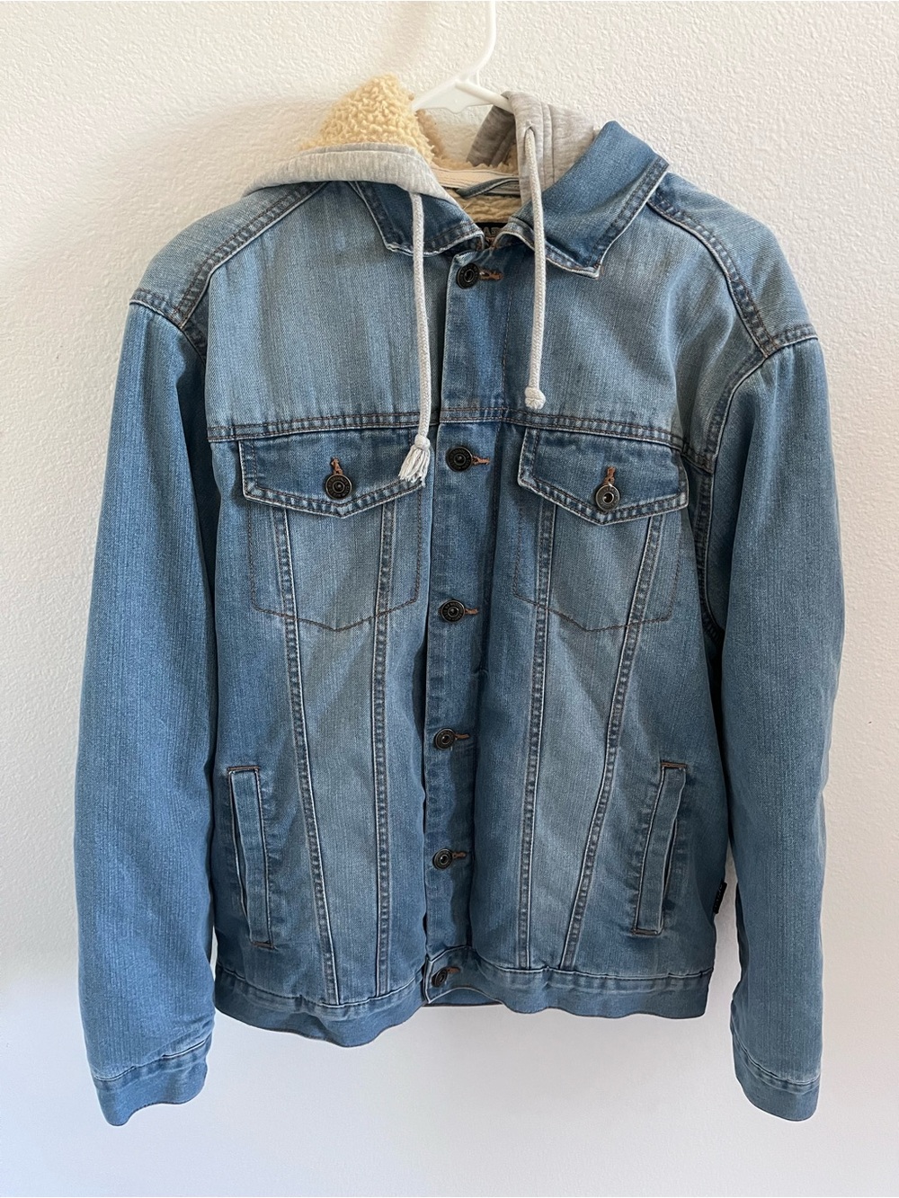Brooklyn Cloth Light Blue Denim Sherpa Hoodie Jacket
